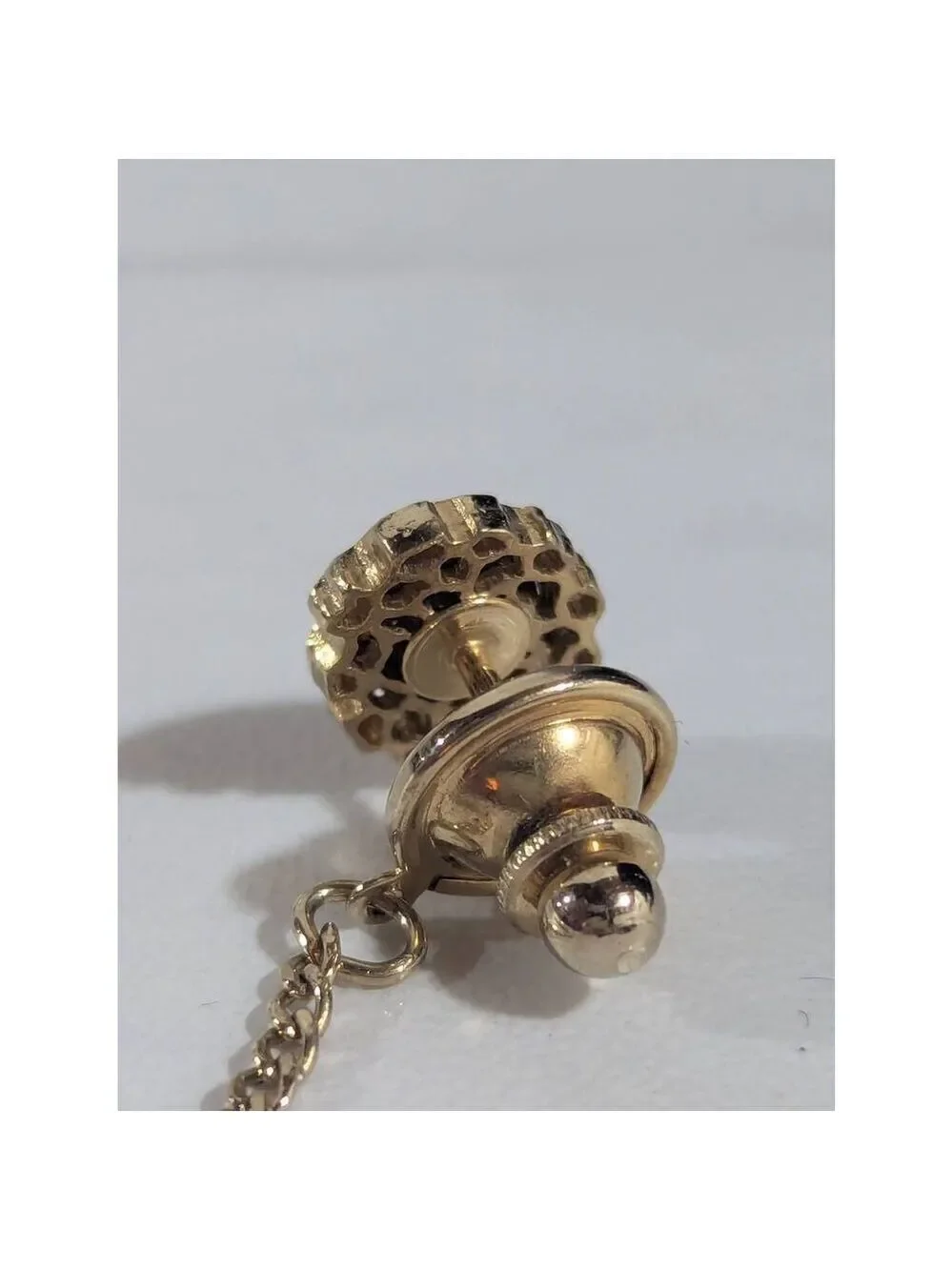 Goldstone Vintage Men's Gold Tie Tack With Chain